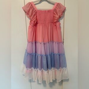Pink and Blue Ruffled Dress